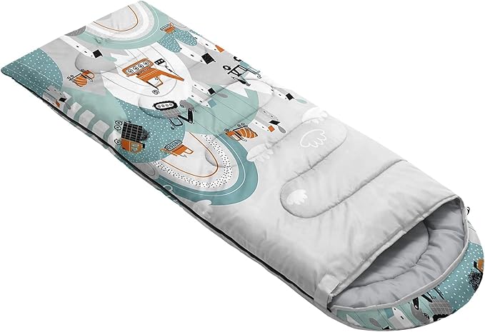 Kids Sleeping Bag for Boys Girls,Cartoon Blue Unicorn Print-Lightweight Warm Portable Outdoor Indoor-Waterproof Cold Weather Resistant Sleeping Bag for Camping Hiking