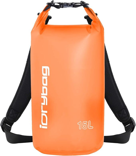 IDRYBAG Clear Dry Bag Waterproof 2L/5L/10L/15L/20L, Small Dry Sack Waterproof Bag for Kayaking