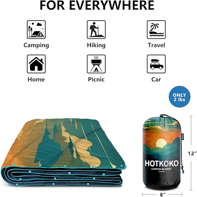 Camping Blanket,Puffy Printed Camp Blankets Lightweight Packable for Outdoor Camping,Traveling, Stadium, Hiking, Picnics