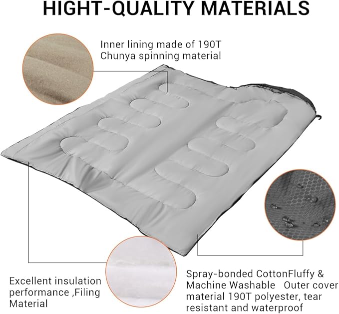 Sleeping Bags for Adults Backpacking Lightweight Waterproof- Cold Weather Sleeping Bag for Girls Boys Mens for Warm Camping Hiking Outdoor Travel Hunting with Compression Bags（Black