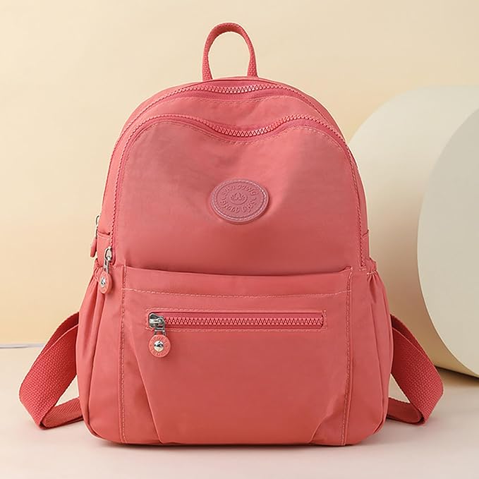 Simple Casual Solid Color Lightweight College Work Backpack Anti Theft Travel Backpack Daypack for Women (Orange)