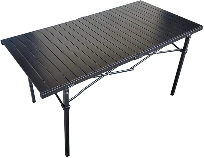 GoTEAM! Portable Heavy Duty Aluminum Roll-Top Table, Camping/Tailgating/Beach Instant Table with Carry Bag