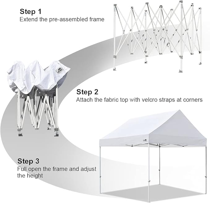 Eurmax USA Patented 10x10 Pop Up Canopy Tent Party Tent Commercial Instant Canopies Shelter with Heavy Duty Roller Bag,Bonus 4 Sand Bags (Khaki)