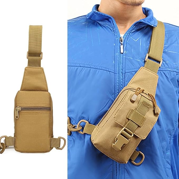MiOYOOW Small Sling Backpack, Tactical Shoulder Chest Bag Adjustable Molle Crossbody Bag for Camping Hilking Cycling Hunting
