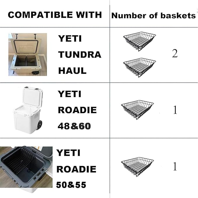 Cooler Basket for YETI Tundra Haul, Stays Food Chilled and Dry, Compatible with Yeti Roadie 48, YETI Roadie 60, Compatible with Other Coolers Accessories Cooler Locks, Coolers Dividers, Ice etc.