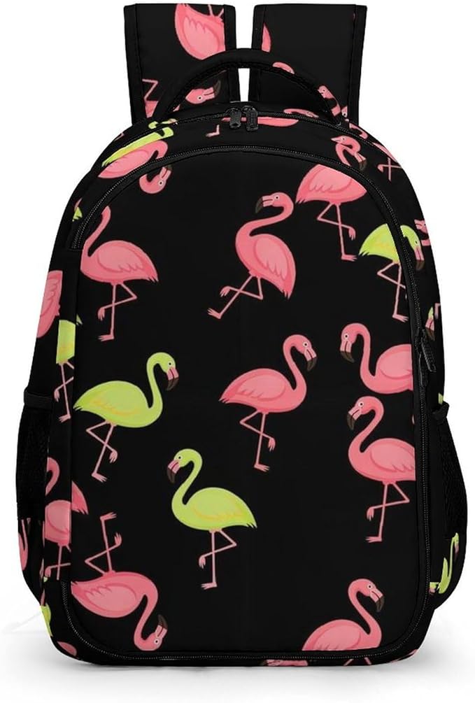 Nurse Teacher Travel Backpack Pink And Turquoise Flamingo Purse, Cute Laptop Backpack with Tumbler Holder for Women College Work Casual Daypack