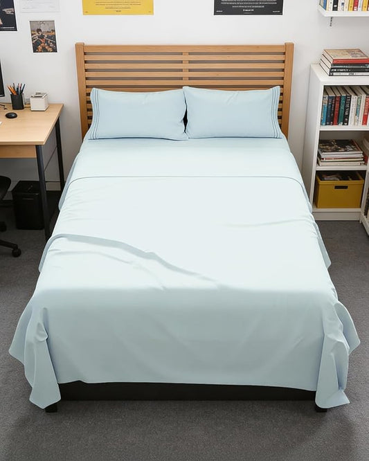 Full XL Bed Sheet - 4 Piece Full XL Bed Sheets Set - Soft, Breathable & Cooling - Hotel Luxury Bedding for Women, Men, Kids, Teens, Boys & Girls - Deep Pockets, Comfy, Fade & Wrinkle Free - Ice Blue