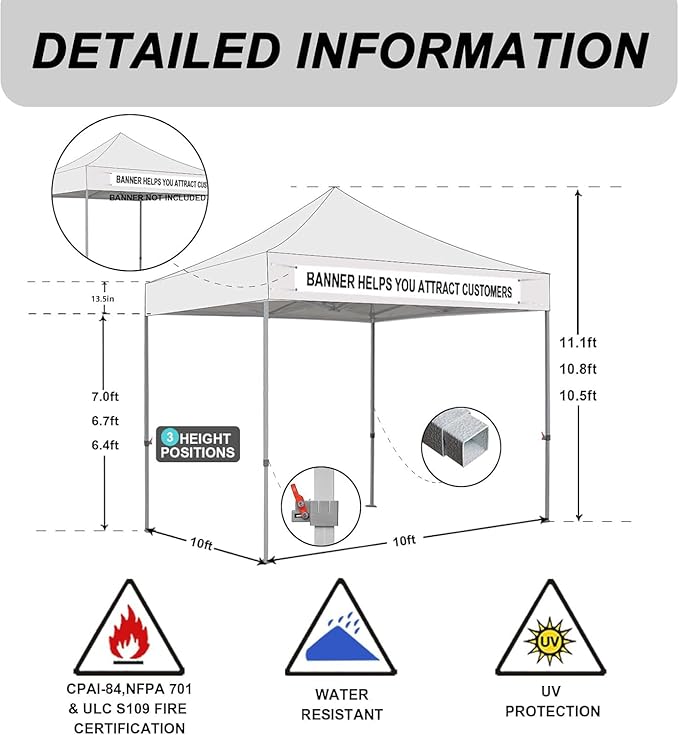 Eurmax USA Standard 10x10ft Patio Pop Up Canopy Tent for Outdoor Events Commercial Instant Canopies with Heavy Duty Roller Bag,Bonus 4 Canopy Sand Bags(Khaki)