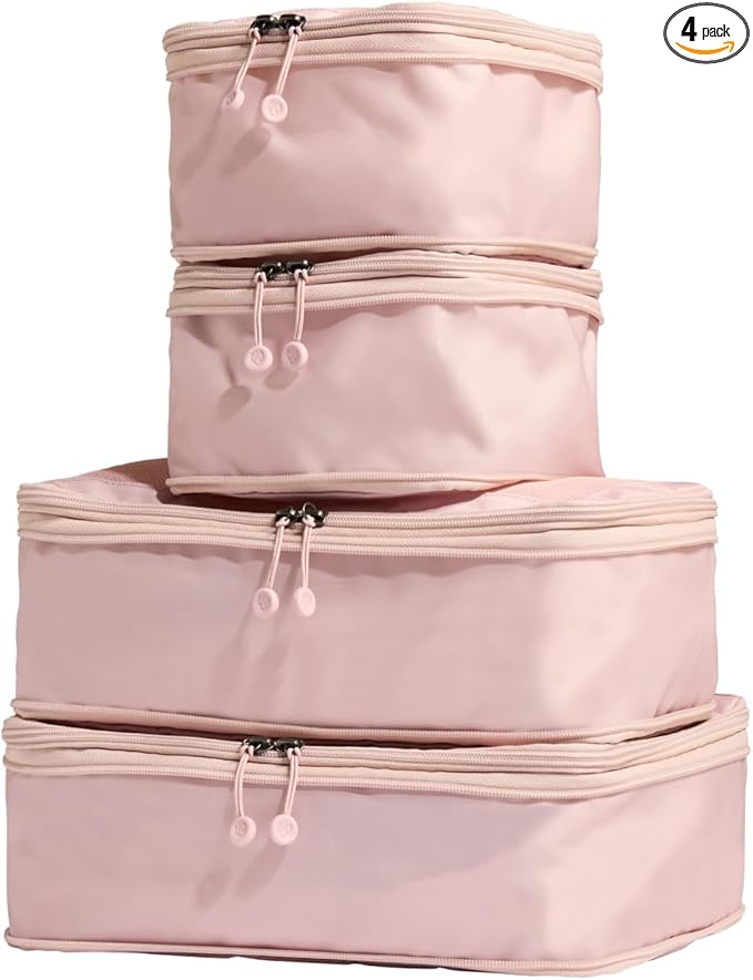 ANTLER - Compression Packing Cubes for Travel, Luggage Organiser for Suitcases or Bags, Travel Accessories, Set of 4, Moorland Pink