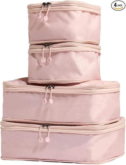 ANTLER - Compression Packing Cubes for Travel, Luggage Organiser for Suitcases or Bags, Travel Accessories, Set of 4, Moorland Pink