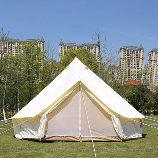 Tents Heavy Duty Waterproof 4 Season Luxury Outdoor Canvas Bell Tent W/Stove Jack for 6/8 Person Family Camping All Seasons Breathable Cotton Canvas Yurt Tent