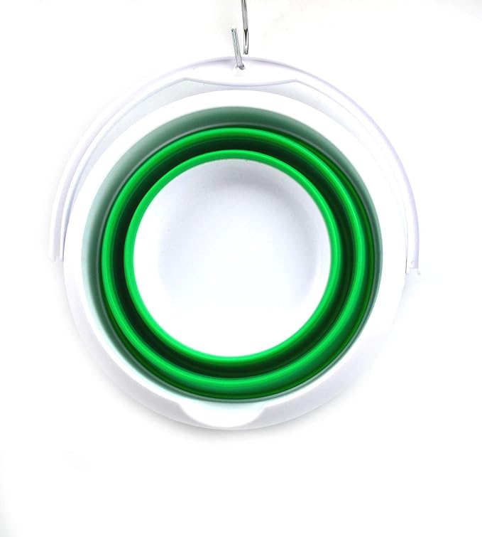 SAMMART 5L / 1.32 Gallon Collapsible Plastic Bucket - Foldable Round Tub - Portable Fishing Water Pail - Space Saving Outdoor Waterpot (5L Round, Bright Green)