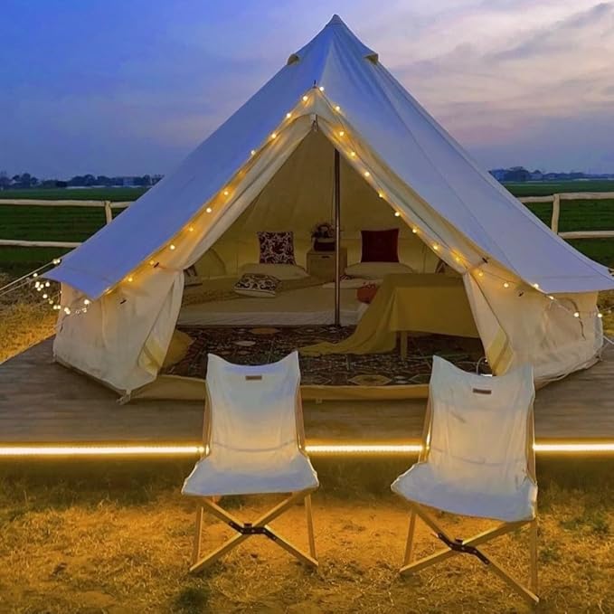 Latourreg Outdoor Glamping Safari Tent Luxury Cotton Canvas 3M/4M/5M/6M Yurt Bell Tent for Family Camping