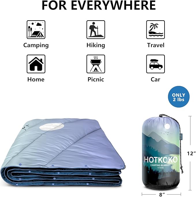 Camping Blanket,Lightweight Puffy Printed Camping Blanket Packable Outdoor Blanket for Camping,Traveling, Stadium, Hiking, Picnics
