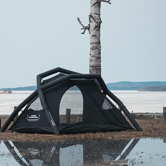 Air Godong Inflatable Camping Tent with Rainfly Hand Pumb Groundsheet, Easy Set up 2 Person Glamping Outdoor 4 Season Air Blow Up Tents,Waterproof Windproof, Clear Skylight