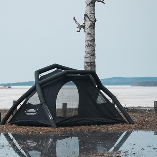 Air Godong Inflatable Camping Tent with Rainfly Hand Pumb Groundsheet, Easy Set up 2 Person Glamping Outdoor 4 Season Air Blow Up Tents,Waterproof Windproof, Clear Skylight