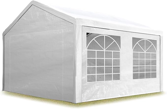 Party Tent 10x10 ft Canopy PE 350 N Tarpaulin 100% Waterproof White Garden Tent