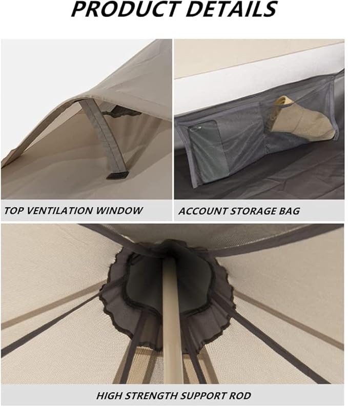 Trekking Pole Tent Ultralight 4 Person 4 Season Tent, Lightweight Pyramid Tent for Mountaineering Hiking Camping