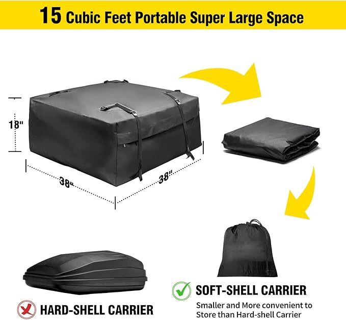 Leader Accessories Roof Rack Cargo Basket Set, Car Top Luggage Holder 64"x 39" + Waterproof Rooftop Cargo Carrier Bag