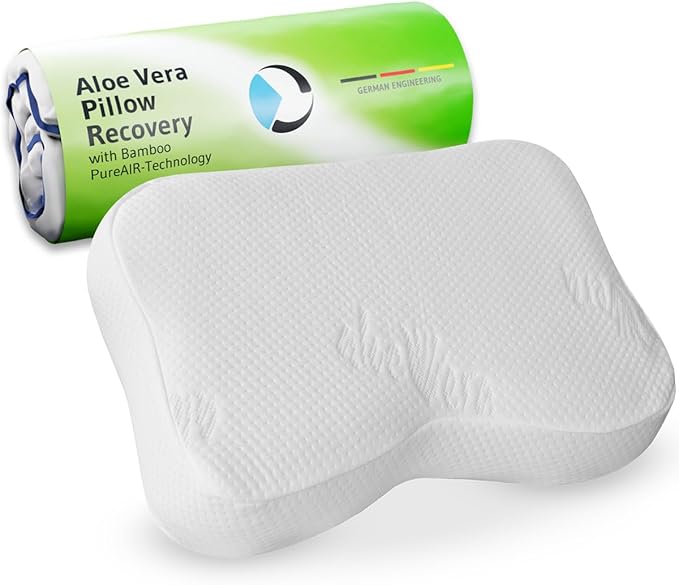 Third of Life Travel Pillow with Activated Charcoal Memory Foam | Cervical Neck Pain Relief Pillow for Back & Side Sleepers | Aloe Vera Extract Viscose Pillowcase