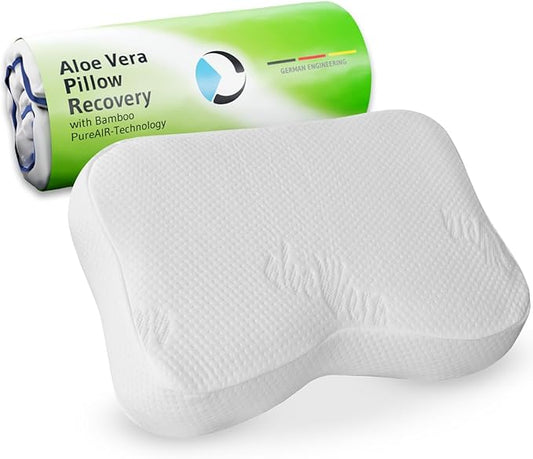 Third of Life Travel Pillow with Activated Charcoal Memory Foam | Cervical Neck Pain Relief Pillow for Back & Side Sleepers | Aloe Vera Extract Viscose Pillowcase