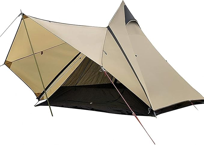 GeRRiT Camping Teepee Tent Yurt Tent with Screen 4 Season Double Layers Waterproof Anti-Windproof Tents for Outdoor Camping Hiking 3-4 Person