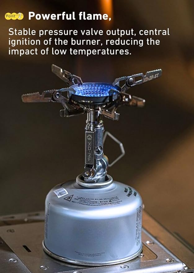 CAMPINGMOON Canister Top Stove Portable Compact Foldable w/igniter w/Gas Fuel Can Stabilizer XD-2F/Z41