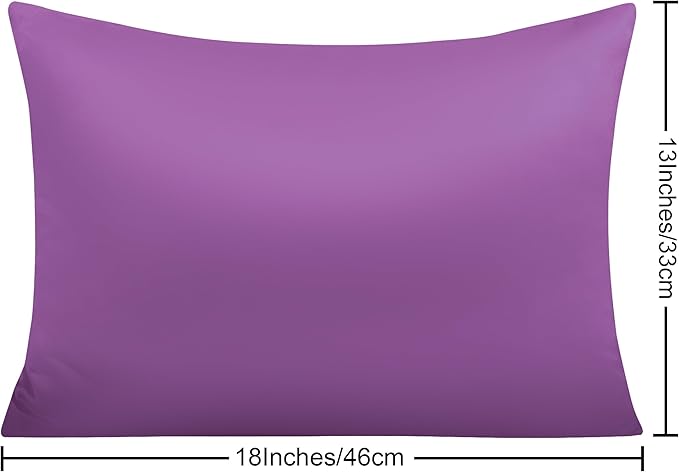 NTBAY Zippered Silk Satin Toddler Pillowcases - 2 Pack Hidden Zipper 13x18 Pillowcases - Luxury and Silky Baby Travel Pillow Covers, Purple