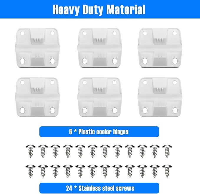 Cooler Hinges Replacement for Coleman Xtreme Cooler Hinges Coleman Ice Chest Hinges, Ice Chest Cooler Parts, for Rubbermaid Cooler Parts, 6 Pack