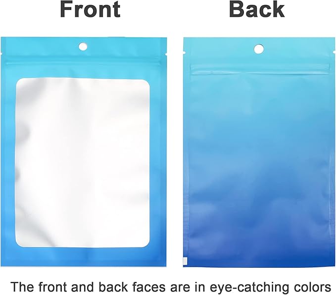 100 Pcs Resealable Mylar Bags, Gradient Color Food Storage Bags, Zip Bag Foil Bags Packaging Pouch for Food Storage, Sample, Small Business (Blue Blue, 4 X 6 Inch)