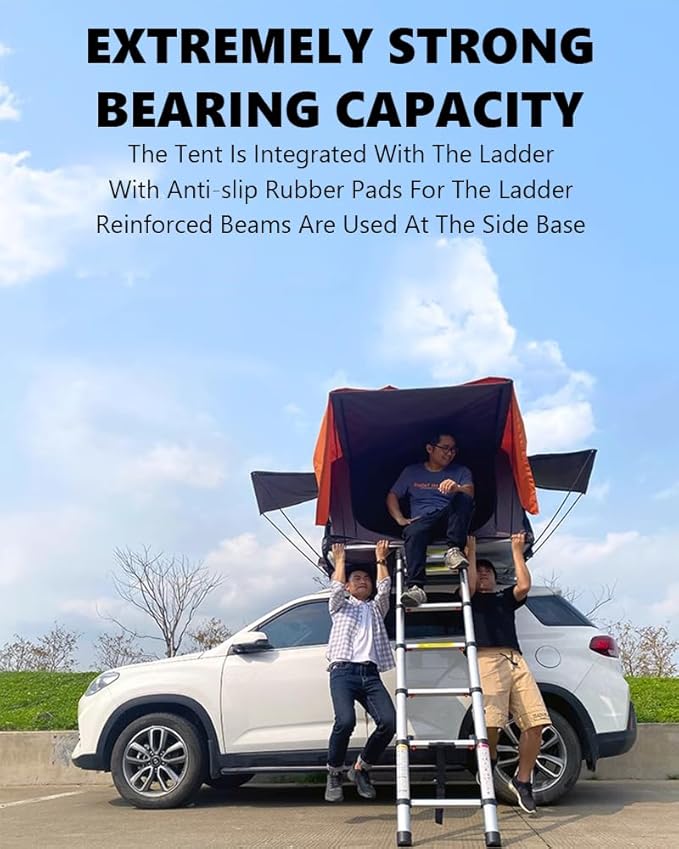 Auto Quick Pop Up Car Tent, SUV Roof Top Tents for Adults, Roomy Truck Van Trailer Tent, Camping Car Tent for 3-4 People, Family Hard Shell Out Door Rooftop Tent, Fast Opening