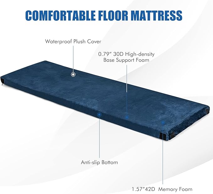 Giantex 72" Memory Foam Camping Mattress, Foldable Floor Guest Bed for Sleepover, Portable Camping Sleeping Mat with Waterproof Cover & Travel Bag, Roll Up Mattress Sleeping Pad for Backpacking, Car Traveling and Hiking
