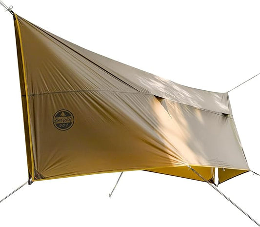 POMOLY Camping Tarp Hammock Tarp 9×12ft Ultralight 20D Silnylon Waterproof 3000mm for Hiking Backpacking - Wolfden UL