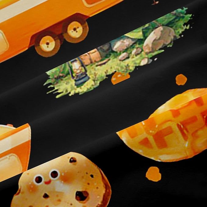 Cartoon Camper Blackout Curtains,Tent Bonfire Campfire Rustic Farmhouse Boys Girls Room Decor,Picnic RV Nature Camping Window Curtains,Black 2 Panels,38Wx45L inch
