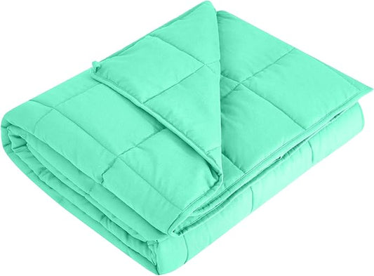 L'AGRATY Weighted Blanket - 60"x80" 15lbs Cooling Breathable Heavy Blanket Microfiber Material with Glass Beads for Adult All-Season Summer Fall Winter Soft Thick Comfort