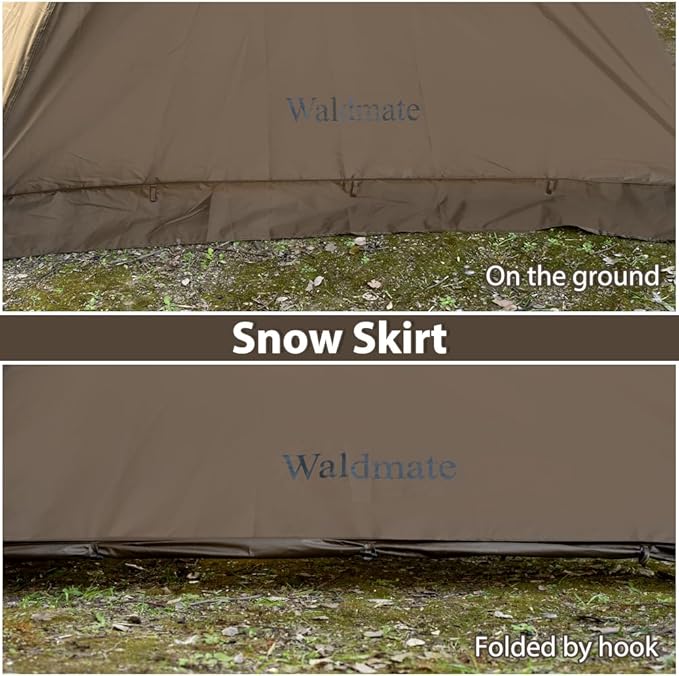 Hot Tent with Stove Jack and Snow Skirt, 6.89~8.53ft Standing Room, 2~5 Person, Tipi Tent for Family Hiking, Fishing, Hunting, Backpacking Camping