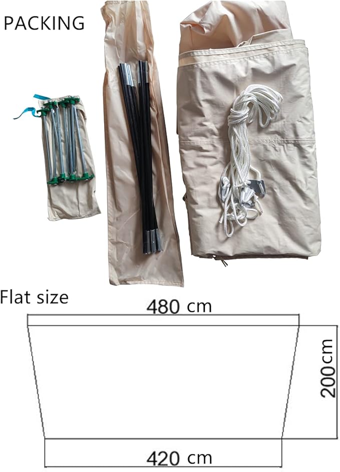 DANCHEL OUTDOOR Waterproof Bell Tent Awning, 4 Season Camping Tarp – Portable Canopy Cover with Poles, Lightweight Glamping Accessories, Rectangle