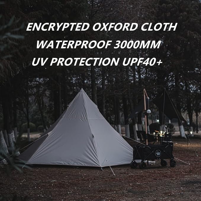 Trekking Pole Tent Ultralight 4 Person 4 Season Tent, Lightweight Pyramid Tent for Mountaineering Hiking Camping