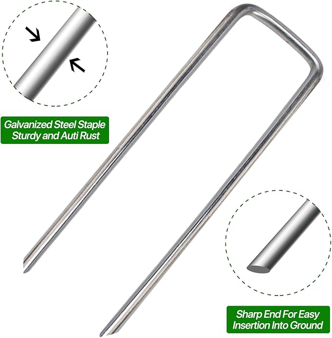 4 Inch 180 Pack Landscape Staples Galvanized Garden Stakes Anti-Rust Landscape Pins for Weed Barrier Fabric, Artificial Turf and Landscape Fabric