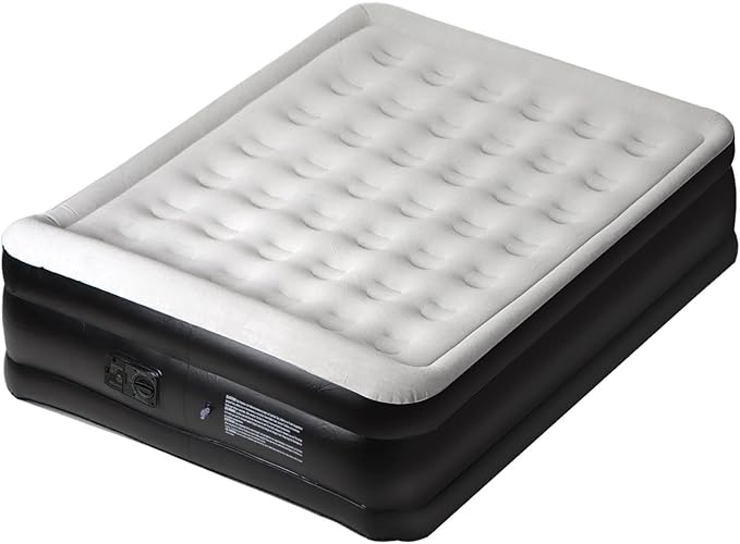 Panana Queen Air Mattress with Built in Electric Pump, Height 18.5" Comfort Blow up Inflatable Guest Air Bed Airbed with Flocked Top, Storage Bag for Family, Home, Camping