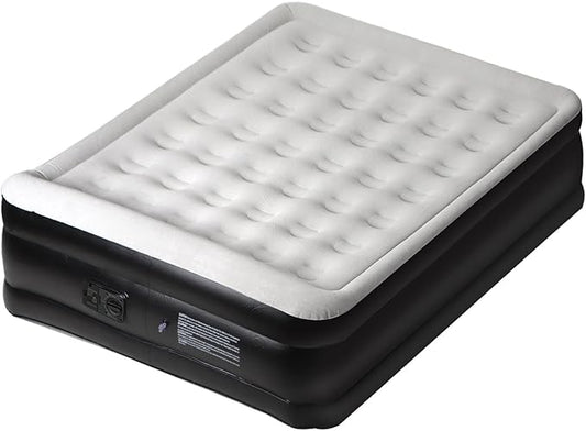 Panana Queen Air Mattress with Built in Electric Pump, Height 18.5" Comfort Blow up Inflatable Guest Air Bed Airbed with Flocked Top, Storage Bag for Family, Home, Camping
