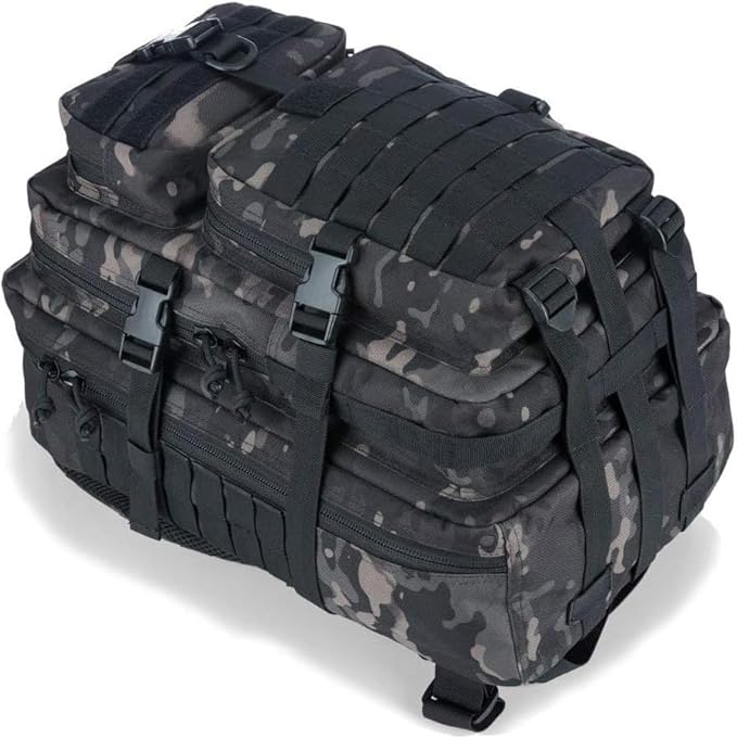 REEBOW GEAR Military Tactical Backpack for Men Large 34L Army 3 Day Assault Pack Molle Bag Backpacks (34L, Black Camouflage)