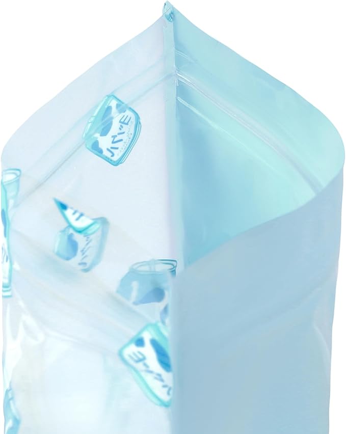 QQ Studio 100 PCS Clear Print Poly Plastic Color Empty Hangover Starter Kit with Resealable Zipper Seal Lock (Japanese Milk, 5.12 inch x 5.12 inch)