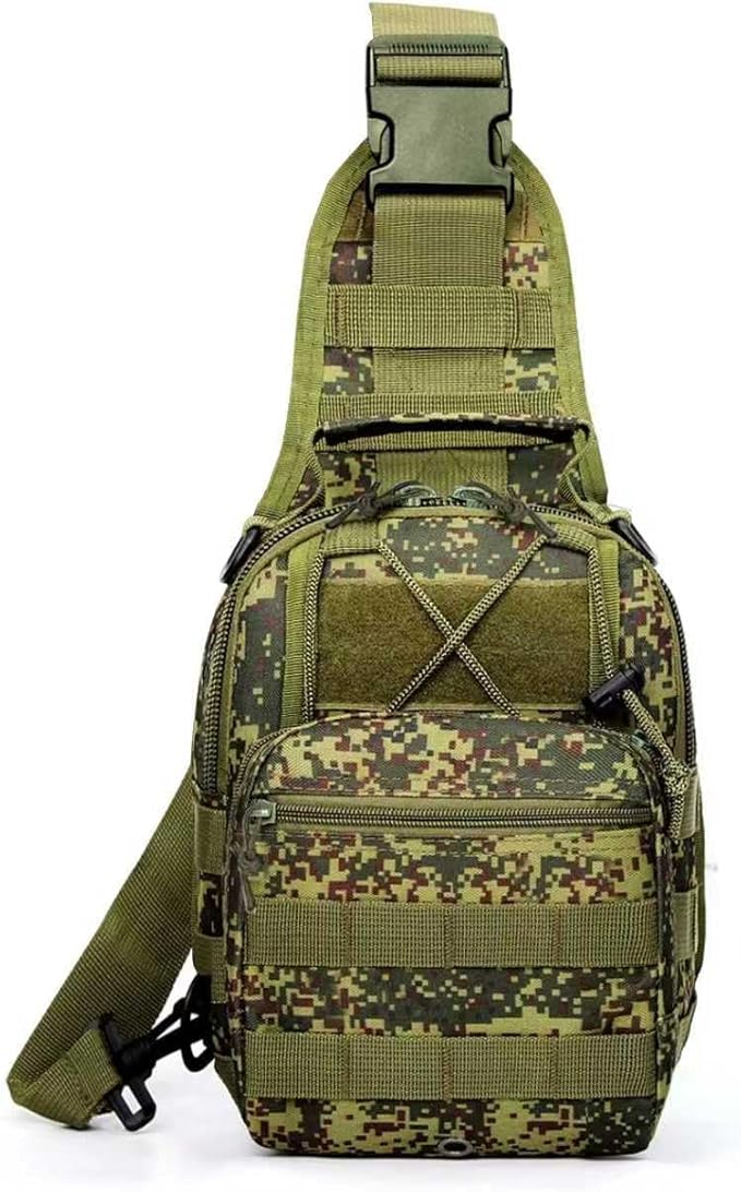 Viriber Tactical Backpack, Waterproof Military Cross-body Molle Sling Shoulder Backpack Chest Bag for Outdoor Every Day Carry Khaki Green ACU