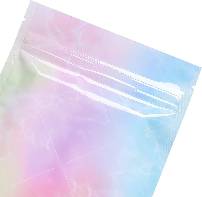 QQ Studio Smell Proof Colorful Sample Bags for Gummies and Dry Herbs, Odor Locking Designed Candy Storage Bags with Heat Seal (Rainbow, 4.7 x 7 Inch (100 Bags))