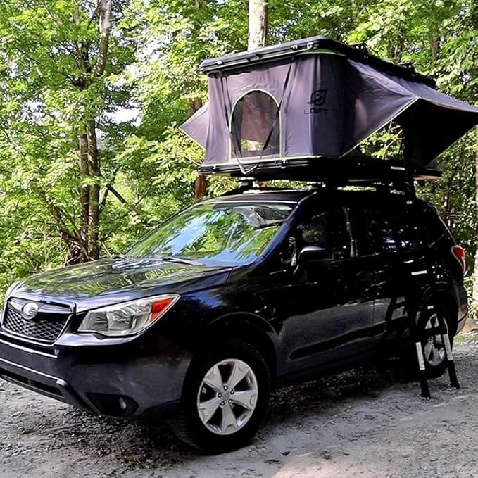 SylvanSport LOFT Rootop Tent with Mattress - Sleeps 2 - Hard Shell with Integrated Cross Bars - for Car Camping & Trucks