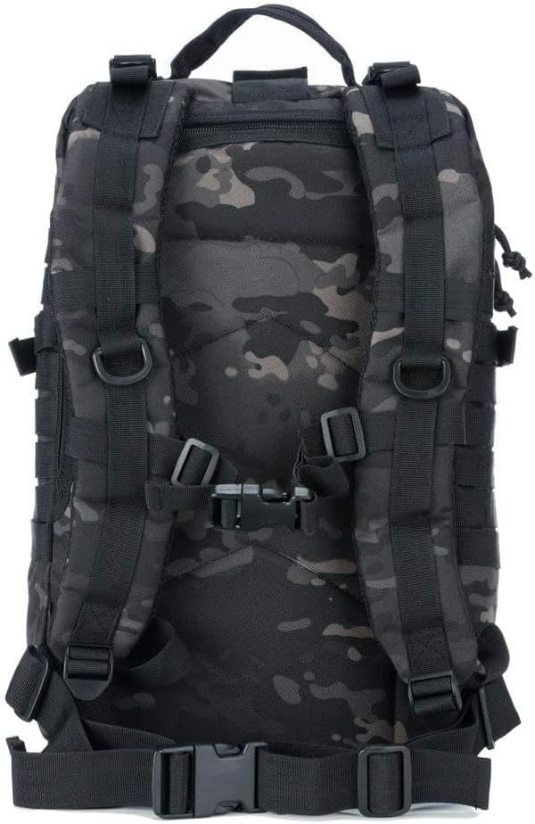 REEBOW GEAR Military Tactical Backpack for Men Large 34L Army 3 Day Assault Pack Molle Bag Backpacks (34L, Black Camouflage)