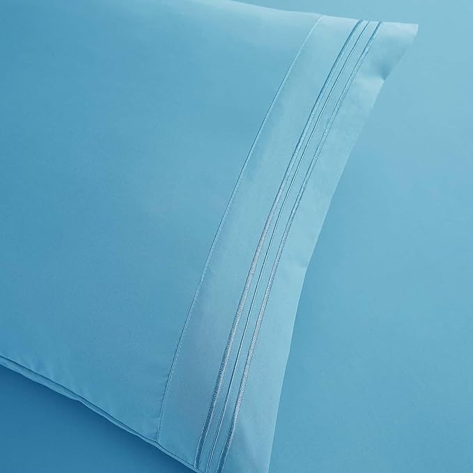 Clara Clark King Sheets, 6 Piece Set - Hotel Luxury Sheets for King Size Bed, Super Soft Bedding Set, King Size, Beach Blue