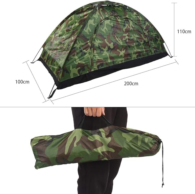Lightweight Backpacking Tent, Outdoor Camouflage UV Protection Waterproof One Person Tent for Camping Hiking