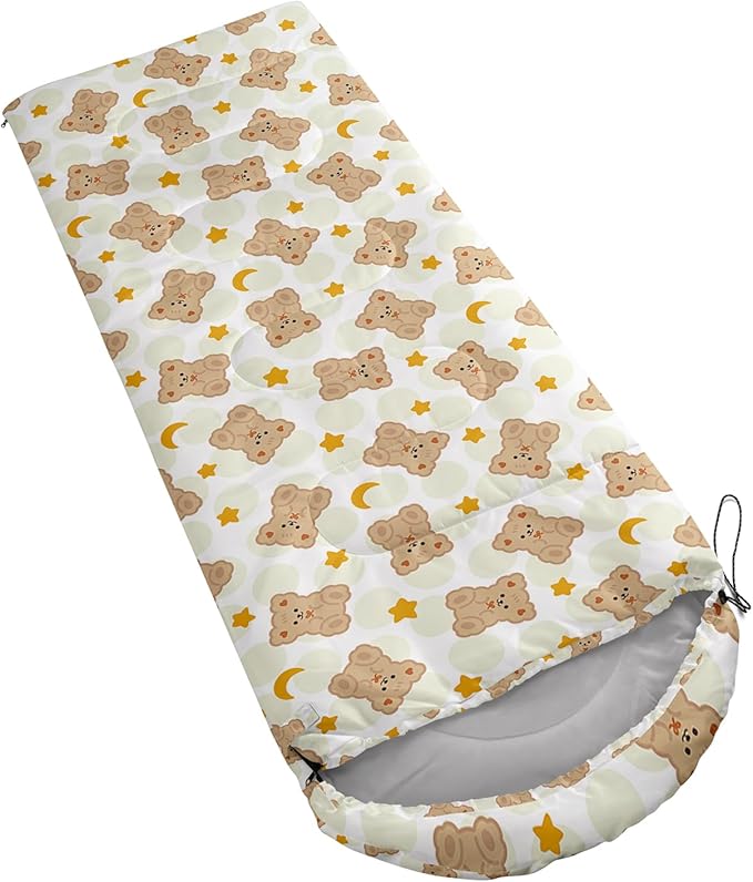 AILONEN Kawaii Puppy Sleeping Bag for Kids Boys Girls,Warm and Cool Weather,Lightweight,Waterproof Backpacking,Cartoon Cute Dog & Duck Animal Themed Blue Sleeping Bag for Camping